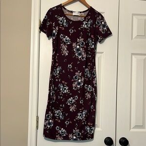 French Grey Maternity Dress Crew Neck Short Sleeve